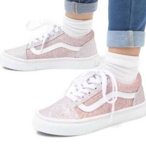 Vans Old Skool Low Pink Glitter Sparkle Size 4.5 Sneakers Shoes
